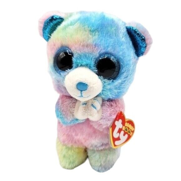 2/$15 Ty Beanie Boos Hope Praying Bear Plush 7" 2020 Blue Pink TieDye United Way - Picture 1 of 12